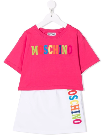 Shop Moschino Logo-print Skirt Set In Pink