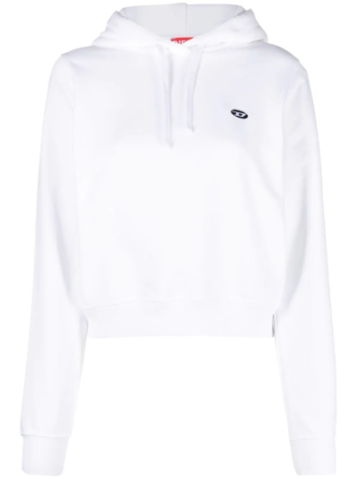 Shop Diesel F-reggy-hood-doval-pj Logo-appliqué Cotton Hoodie In White
