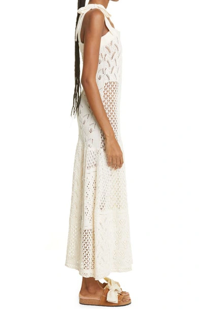 Shop Zimmermann Patchwork Knit Cotton Midi Dress In Cream