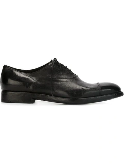 Alberto Fasciani Brushed Leather Oxford Lace-up Shoes In Black