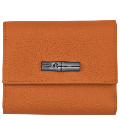 Shop Longchamp Compact Wallet Roseau Essential In Saffron