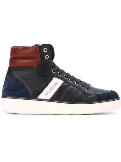 Moncler Leather High Top Sneakers, Navy