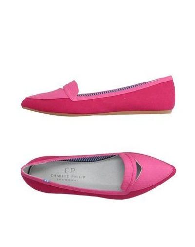 Shop Charles Philip Loafers In Fuchsia