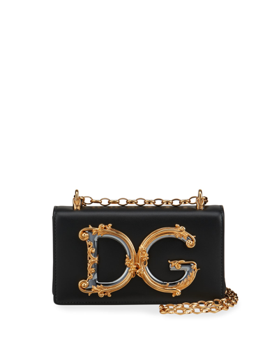 Shop Dolce & Gabbana Barocco Leather Shoulder Bag In 80002 Bianco Otti