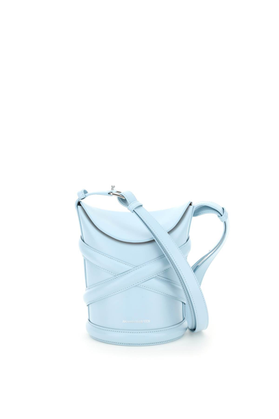 Shop Alexander Mcqueen The Curve Small Bucket Bag In Light Blue