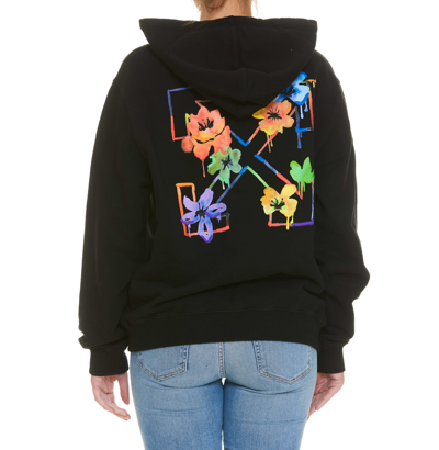 Shop Off-white Floral Arrow Hoodie In Black