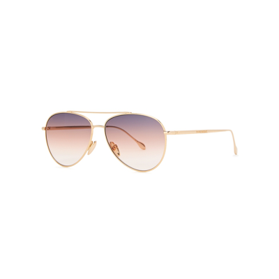 Shop Isabel Marant Gold-tone Aviator-style Sunglasses