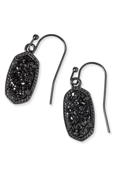 Shop Kendra Scott Lee Small Drop Earrings In Black Drusy/ Gunmetal