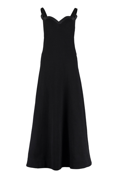 Shop Jil Sander Flared Midi Dress In Black