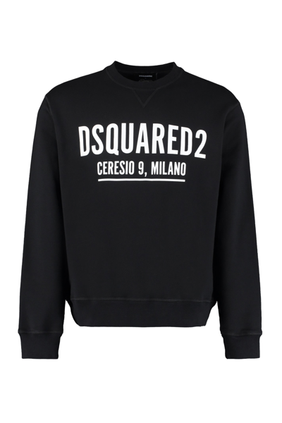 Shop Dsquared2 Logo Detail Cotton Sweatshirt In Black