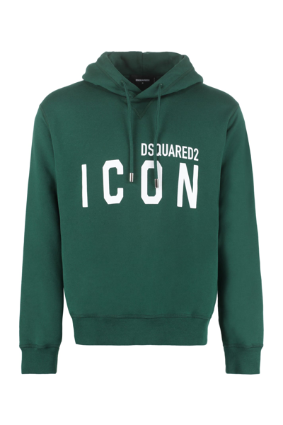 Shop Dsquared2 Logo Cotton Hoodie In Green
