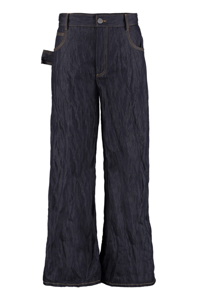 Shop Bottega Veneta Wide Leg Jeans In Denim