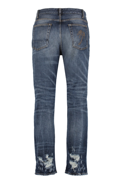 Shop Palm Angels 5-pocket Slim Fit Jeans In Denim