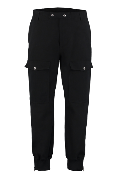 Shop Alexander Mcqueen Maxi Pockets Cotton Trousers In Black