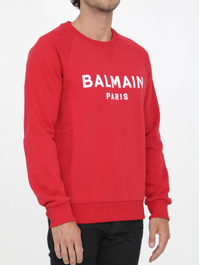 Balmain Red Sweatshirt With Logo | ModeSens