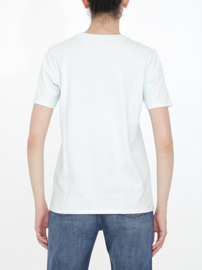 Shop Balmain Light-blue T-shirt With White Logo