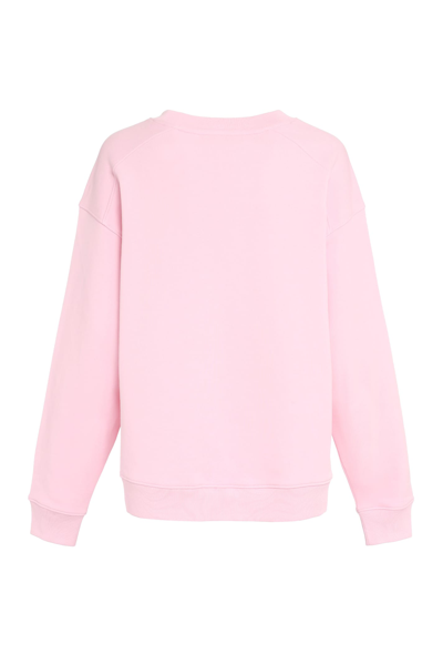 Shop Moschino Cotton Crew-neck Sweatshirt With Logo In Pink