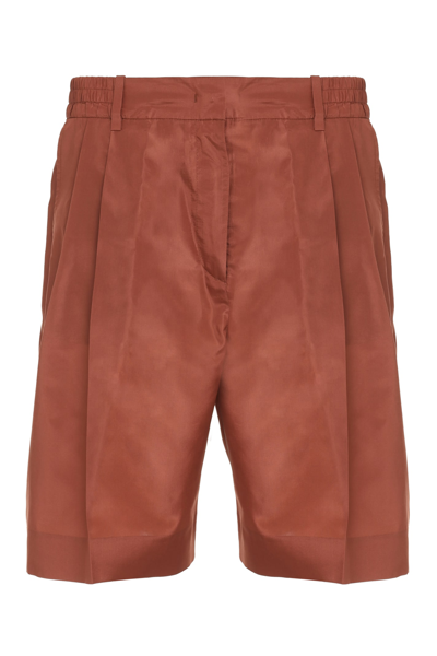 Shop Valentino Silk Shorts In Copper