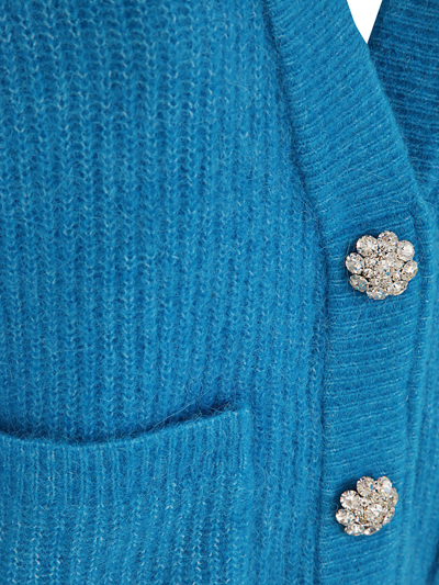 Shop Ganni Soft Wool Knit Cardigan In Cloisonne