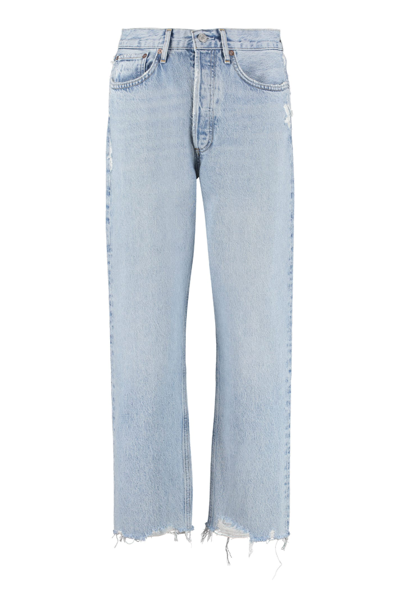 Shop Agolde 90s Crop Loose- Straight Jeans In Denim
