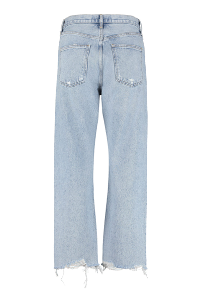 Shop Agolde 90s Crop Loose- Straight Jeans In Denim