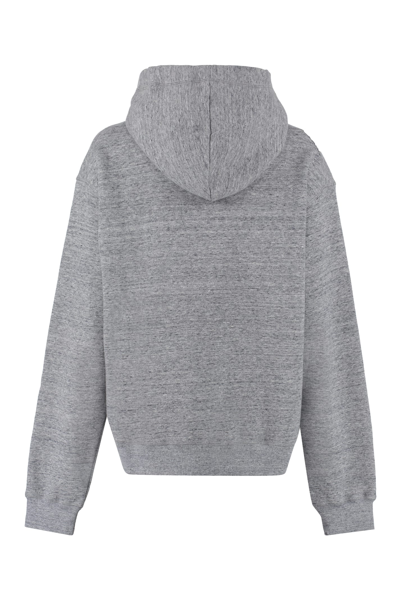Shop Dsquared2 Icon Hilde Print Cotton Hoodie In Grey