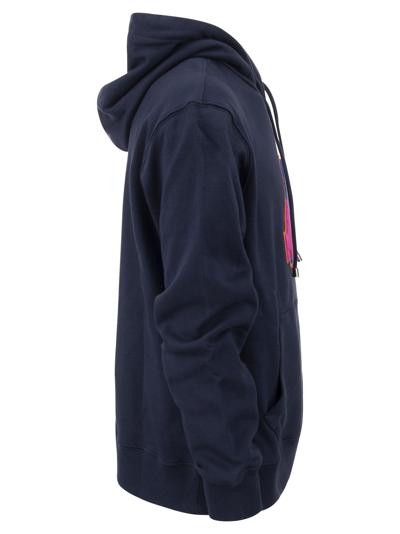 Shop Etro Jersey Sweatshirt With Embroidery In Navy Blue