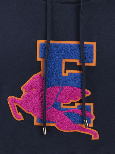 Shop Etro Jersey Sweatshirt With Embroidery In Navy Blue