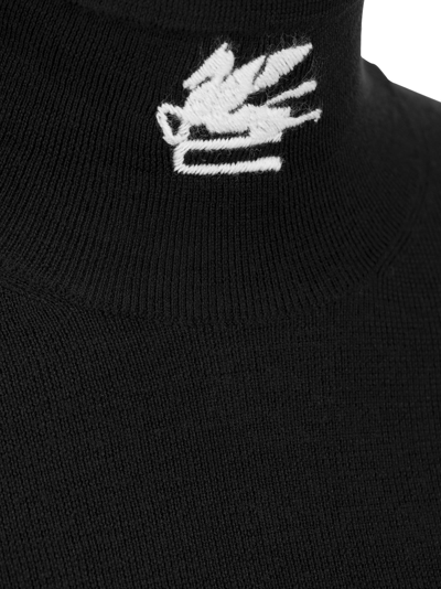 Shop Etro Turtleneck Sweater With Pegasus In Black