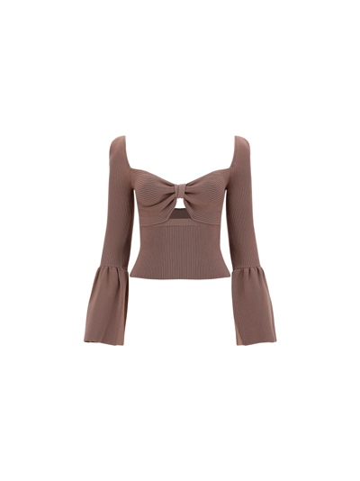 Shop Self-portrait Top In Taupe