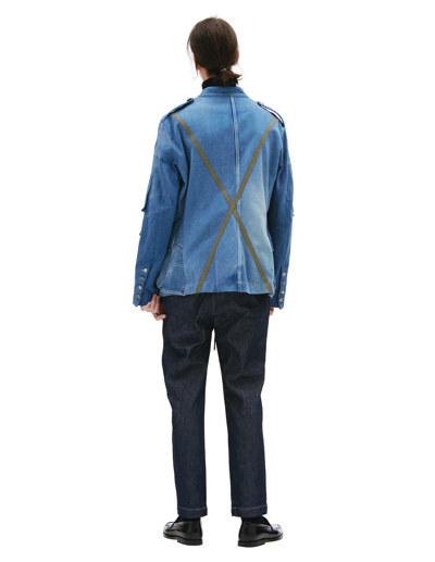 Shop Greg Lauren Officer Ollie Denim Jacket In Blue