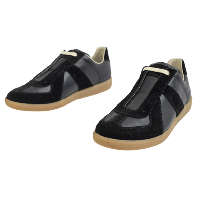 Maison Margiela Replica Suede Leather Gum Sole Sneakers In Black