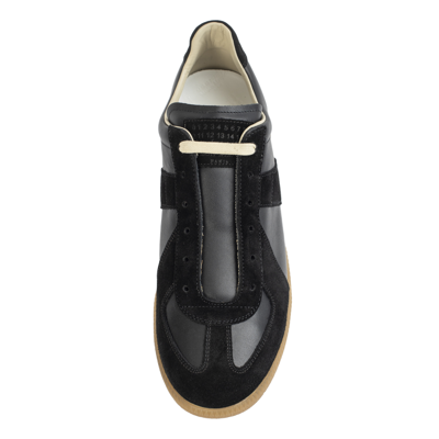 Maison Margiela Replica Suede Leather Gum Sole Sneakers In Black