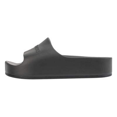 Balenciaga Womens Black Mono Platform Rubber Pool Slides 5 In Black