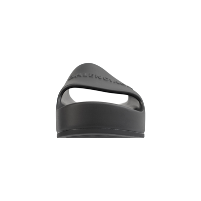 Balenciaga Womens Black Mono Platform Rubber Pool Slides 5 In Black