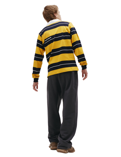 Shop Vtmnts Striped Long Sleeve Polo In Yellow
