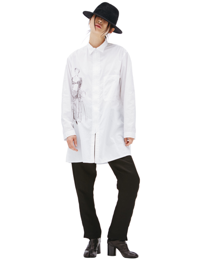 Shop Yohji Yamamoto Print Zip Open Shirt In White