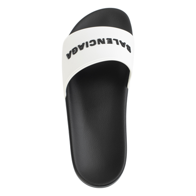 Shop Balenciaga Logo Pool Slides In Black