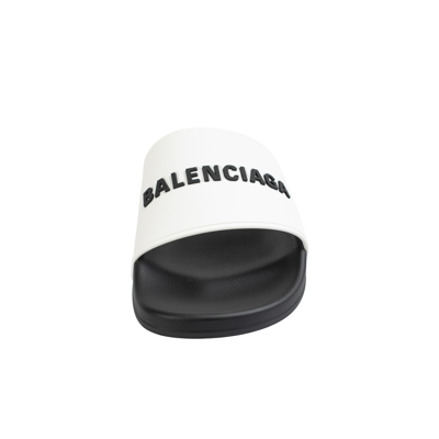 Shop Balenciaga Logo Pool Slides In Black