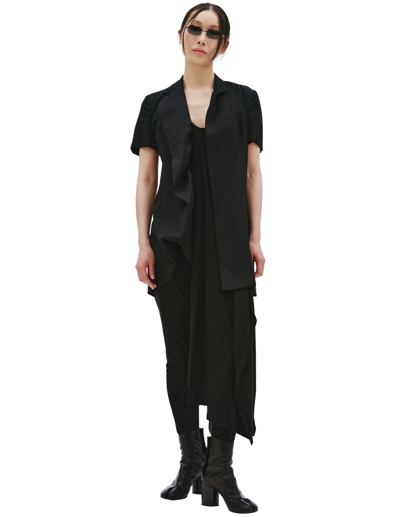 Shop Yohji Yamamoto Asymmetric Short-sleeved Jacket In Black