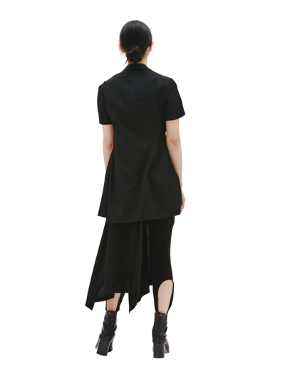 Shop Yohji Yamamoto Asymmetric Short-sleeved Jacket In Black