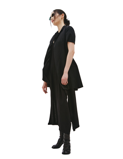 Shop Yohji Yamamoto Asymmetric Short-sleeved Jacket In Black