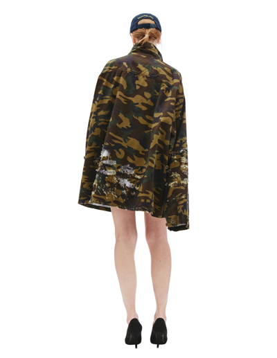 Balenciaga Camouflage Print Army Jacket In Khaki