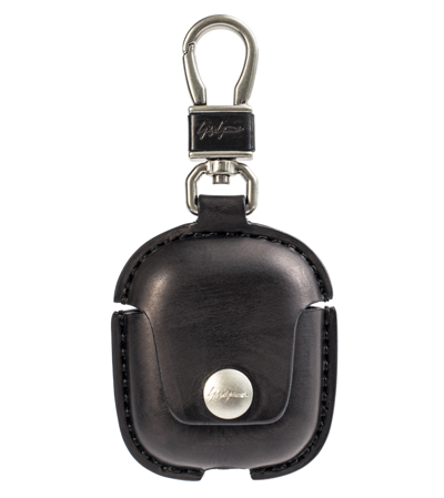 Shop Yohji Yamamoto Leather Airpods Case In Black