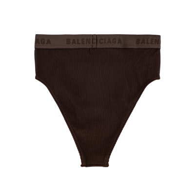 Shop Balenciaga Ribbed Briefs With Logo In Dark Brown