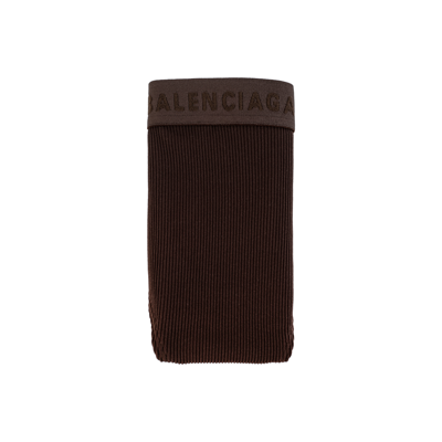 Balenciaga Ribbed Briefs With Logo In Dark Brown