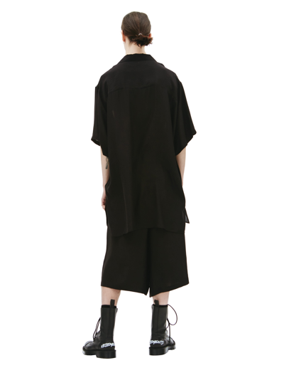 Shop Yohji Yamamoto Fisheye Print Silk Shirt In Black