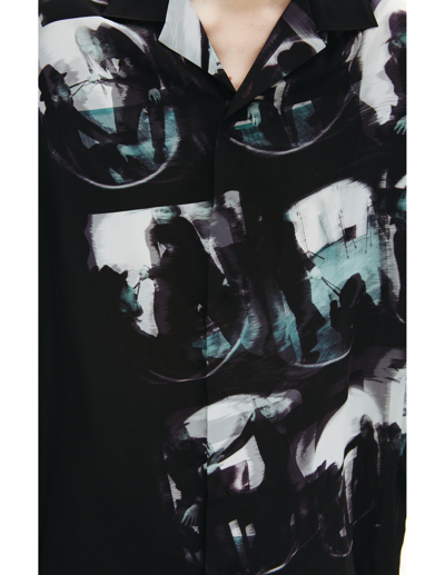Shop Yohji Yamamoto Fisheye Print Silk Shirt In Black
