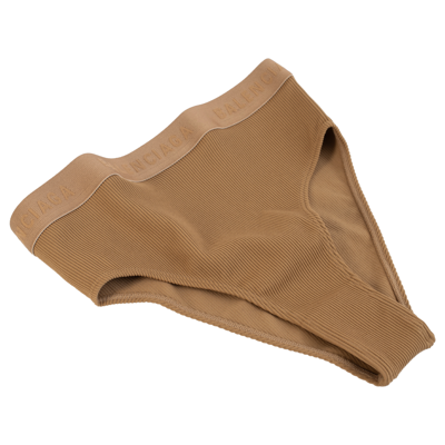 Balenciaga Ribbed Briefs With Logo In Brown