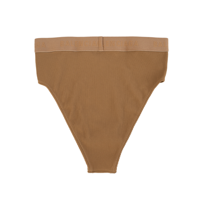 Shop Balenciaga Ribbed Briefs With Logo In Brown